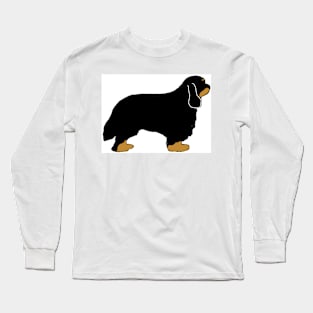 cavalier king charles spaniel black and tan silhouette Long Sleeve T-Shirt